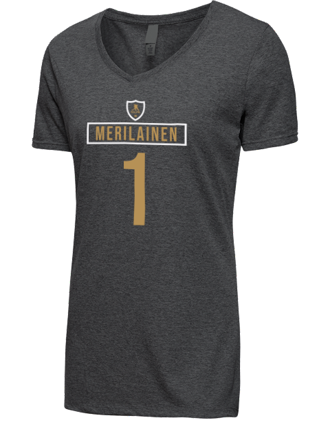 Away Jersey Leevi Merilainen Premium Ladies V-Neck T-Shirt | Swagsta