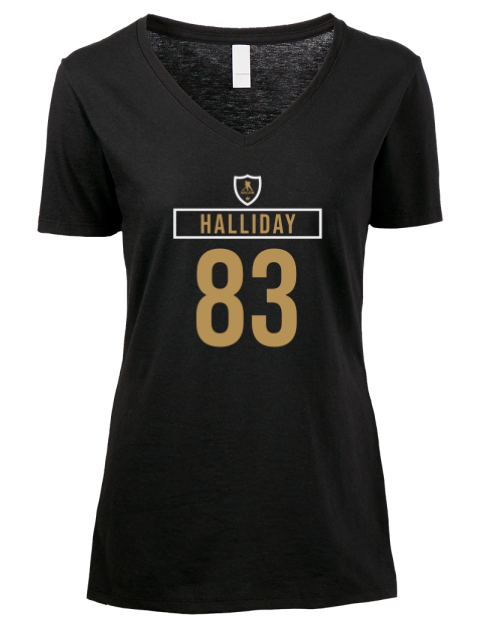 Away Jersey Stephen Halliday Premium Ladies V-Neck T-Shirt | Swagsta