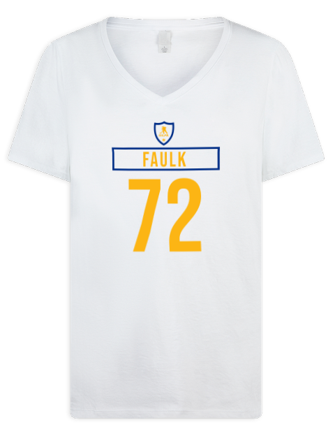 Home Jersey Justin Faulk Premium Ladies V-Neck T-Shirt | Swagsta