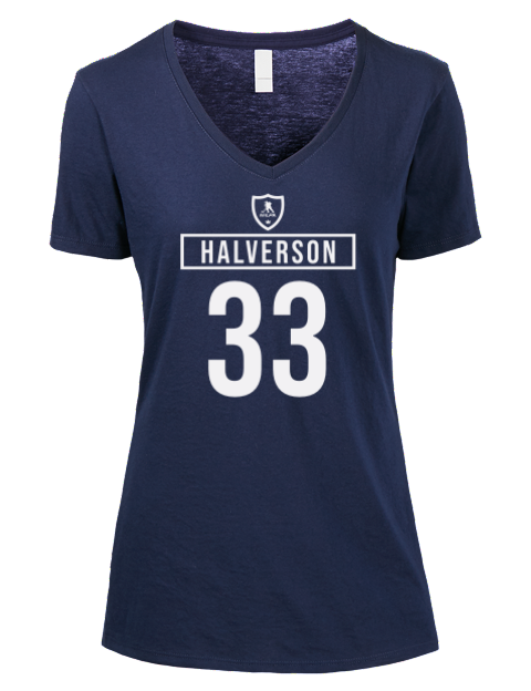 Away Jersey Brandon Halverson Premium Ladies V-Neck T-Shirt | Swagsta