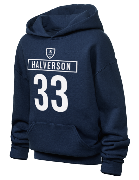 Away Jersey Brandon Halverson Youth Hooded Sweatshirt | Swagsta