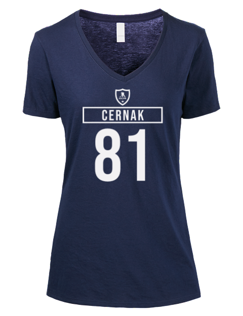Away Jersey Erik Cernak Premium Ladies V-Neck T-Shirt | Swagsta
