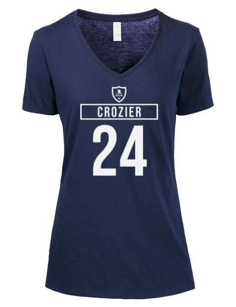 Away Jersey Max Crozier Premium Ladies V-Neck T-Shirt | Swagsta