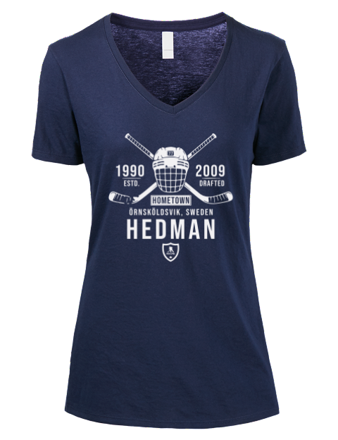Heritage Victor Hedman Premium Ladies V-Neck T-Shirt | Swagsta