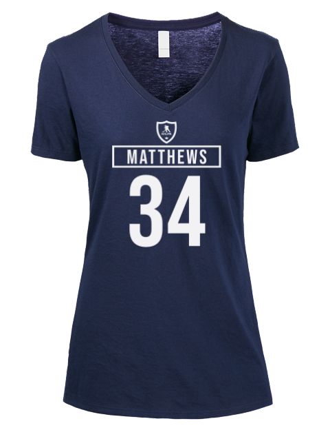 Away Jersey Auston Matthews Premium Ladies V-Neck T-Shirt | Swagsta