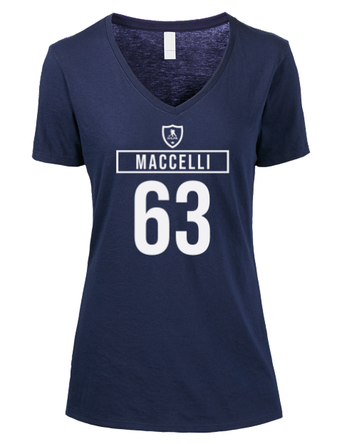 Away Jersey Matias Maccelli Premium Ladies V-Neck T-Shirt | Swagsta