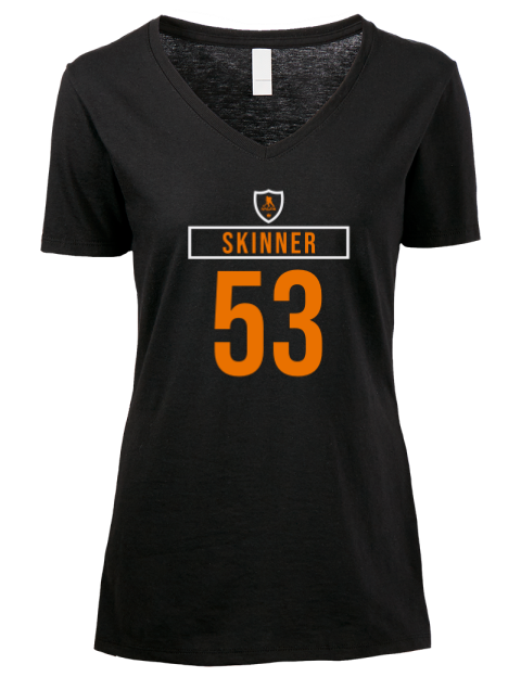 Away Jersey Jeff Skinner Premium Ladies V-Neck T-Shirt | Swagsta