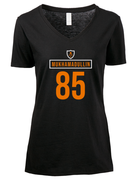 Away Jersey Shakir Mukhamadullin Premium Ladies V-Neck T-Shirt | Swagsta