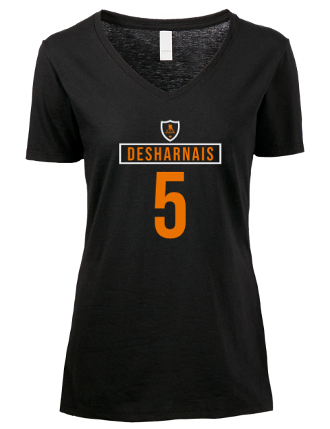 Away Jersey Vincent Desharnais Premium Ladies V-Neck T-Shirt | Swagsta