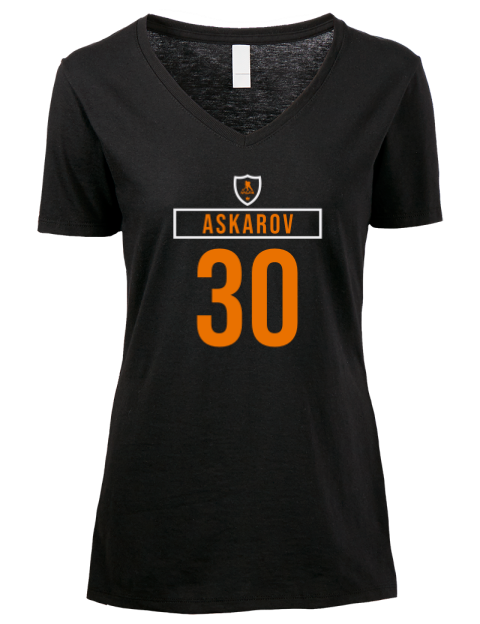 Away Jersey Yaroslav Askarov Premium Ladies V-Neck T-Shirt | Swagsta