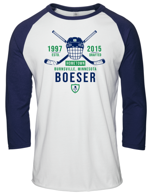 Classic Heritage Brock Boeser Unisex Premium Three-Quarter Raglan T-Shirt | Swagsta