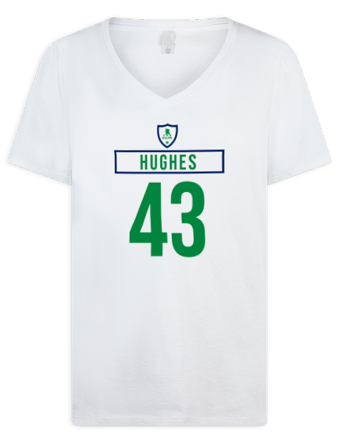 Home Jersey Quinn Hughes Premium Ladies V-Neck T-Shirt | Swagsta