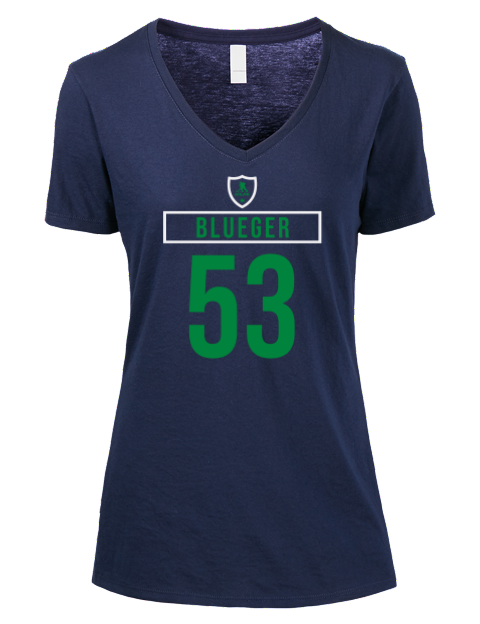 Away Jersey Theodor Blueger Premium Ladies V-Neck T-Shirt | Swagsta