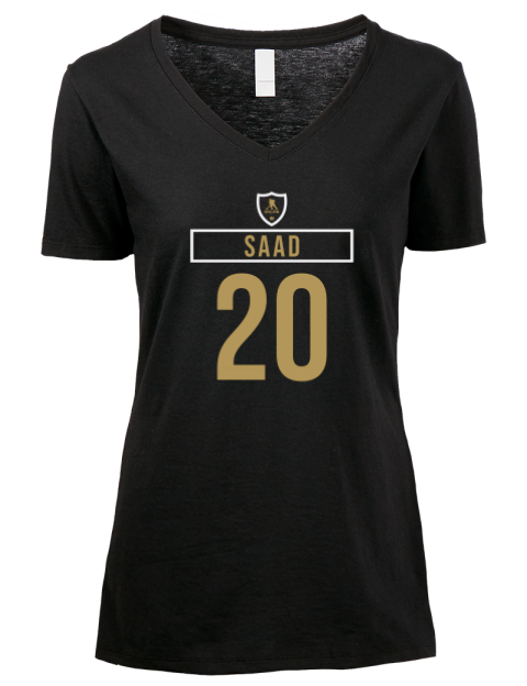 Away Jersey Brandon Saad Premium Ladies V-Neck T-Shirt | Swagsta