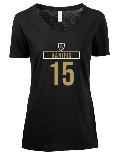 Away Jersey Noah Hanifin Premium Ladies V-Neck T-Shirt | Swagsta