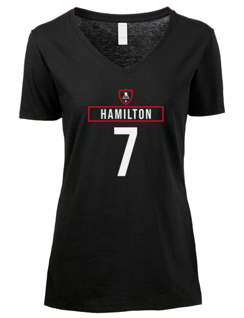 Away Jersey Dougie Hamilton Premium Ladies V-Neck T-Shirt | Swagsta