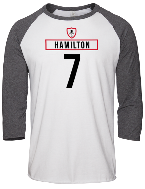 Home Jersey Dougie Hamilton Unisex Premium Three-Quarter Raglan T-Shirt | Swagsta