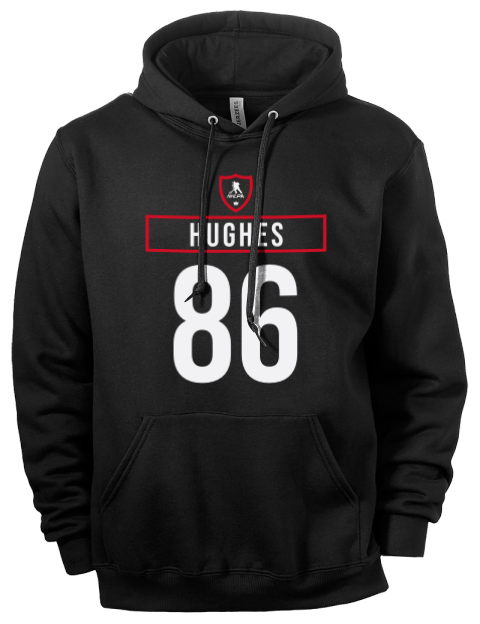 Away Jersey Jack Hughes Eco Premium Unisex Hooded Sweatshirt | Swagsta
