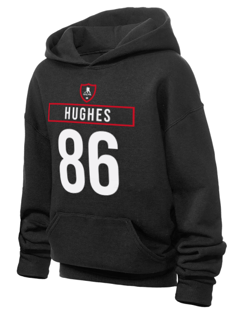 Away Jersey Jack Hughes Youth Hooded Sweatshirt | Swagsta
