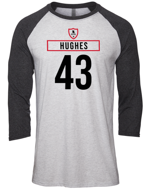 Home Jersey Luke Hughes Unisex Premium Three-Quarter Raglan T-Shirt | Swagsta