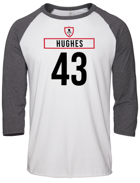 Home Jersey Luke Hughes Unisex Premium Three-Quarter Raglan T-Shirt | Swagsta