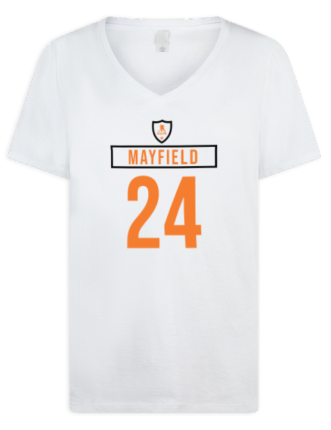 Home Jersey Scott Mayfield Premium Ladies V-Neck T-Shirt | Swagsta