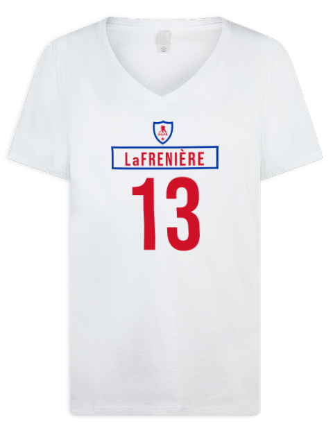 2A Home Jersey Alexis Lafreniere Premium Ladies V-Neck T-Shirt | Swagsta