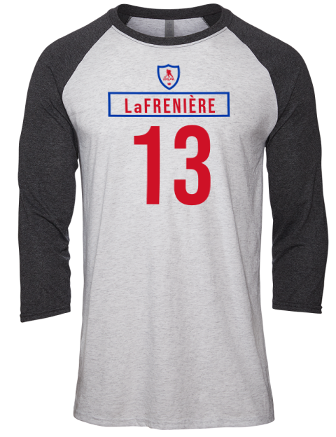 2A Home Jersey Alexis Lafreniere Unisex Premium Three-Quarter Raglan T-Shirt | Swagsta