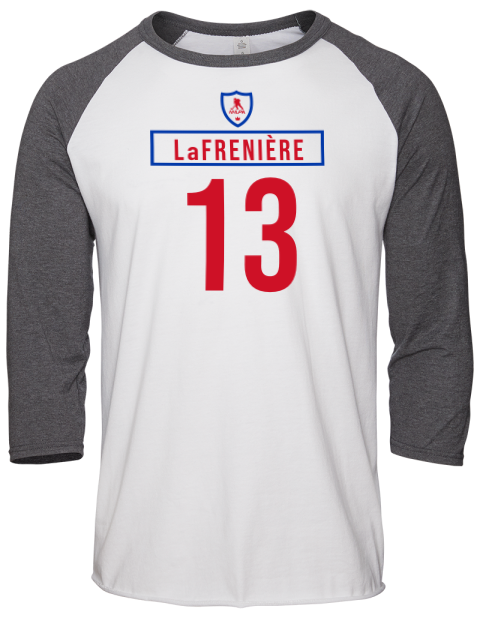 2A Home Jersey Alexis Lafreniere Unisex Premium Three-Quarter Raglan T-Shirt | Swagsta
