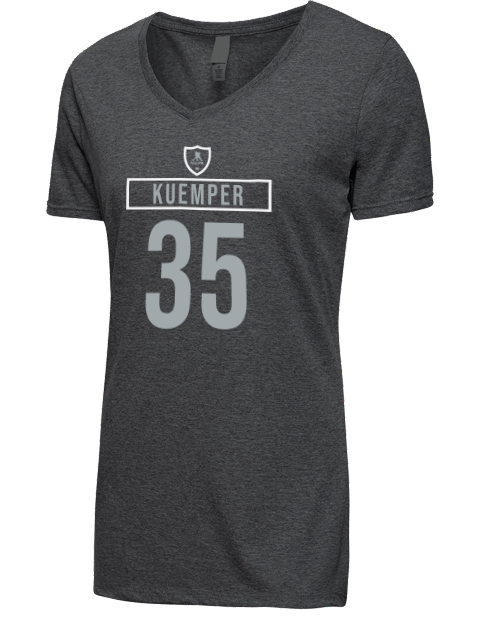 Away Jersey Darcy Kuemper Premium Ladies V-Neck T-Shirt | Swagsta