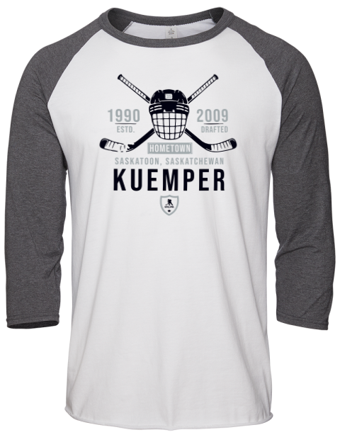 Classic Heritage Darcy Kuemper Unisex Premium Three-Quarter Raglan T-Shirt | Swagsta