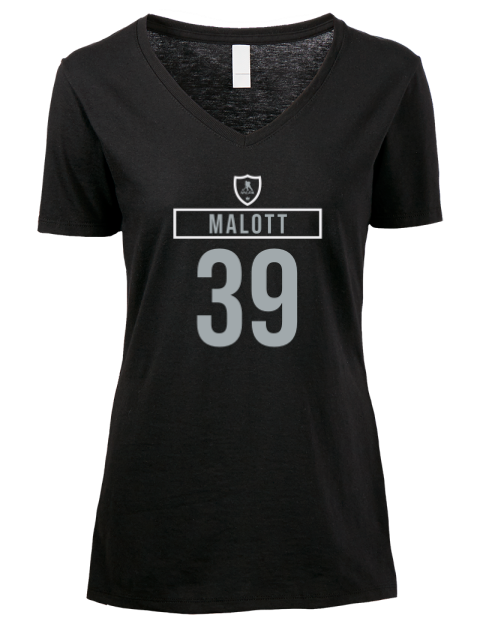 Away Jersey Jeff Malott Premium Ladies V-Neck T-Shirt | Swagsta