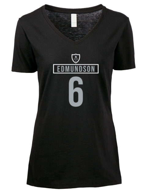 Away Jersey Joel Edmundson Premium Ladies V-Neck T-Shirt | Swagsta