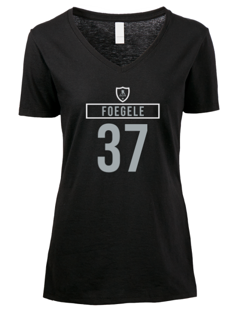 Away Jersey Warren Foegele Premium Ladies V-Neck T-Shirt | Swagsta