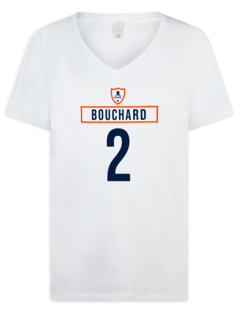 Home Jersey Evan Bouchard Premium Ladies V-Neck T-Shirt | Swagsta