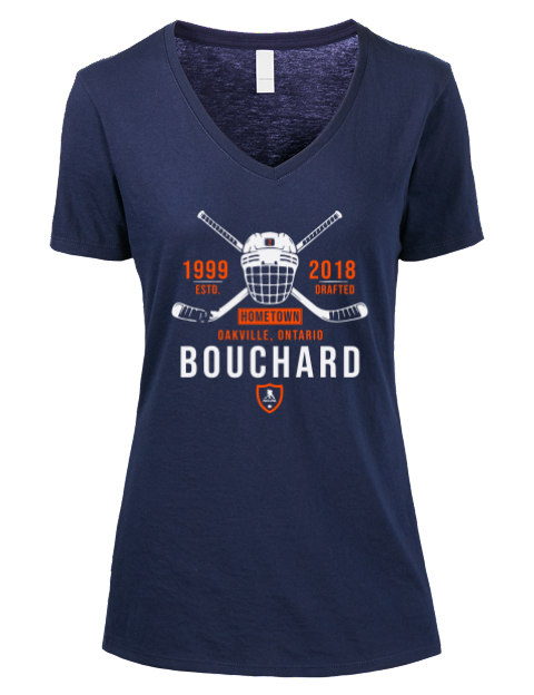 Heritage Evan Bouchard Premium Ladies V-Neck T-Shirt | Swagsta