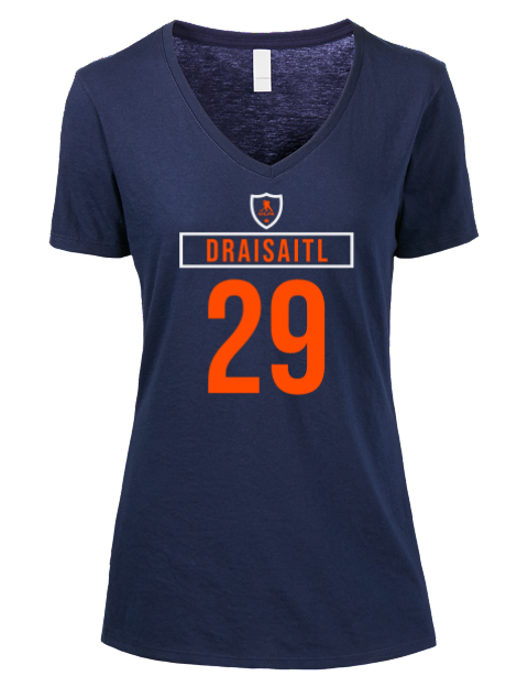 Away Jersey Leon Draisaitl Premium Ladies V-Neck T-Shirt | Swagsta