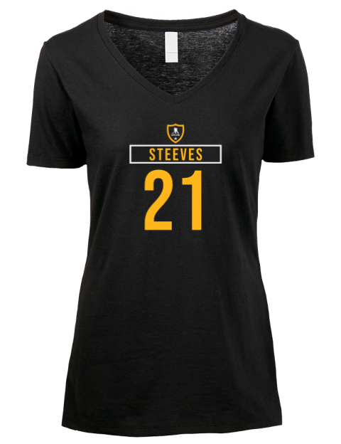 Away Jersey Alex Steeves Premium Ladies V-Neck T-Shirt | Swagsta