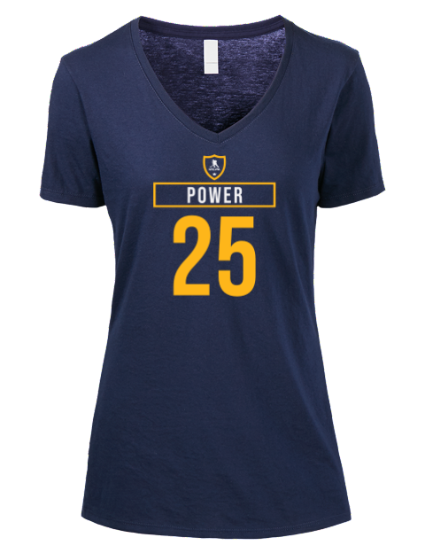 Away Jersey Owen Power Premium Ladies V-Neck T-Shirt | Swagsta