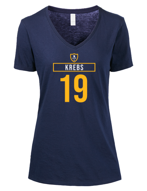 Away Jersey Peyton Krebs Premium Ladies V-Neck T-Shirt | Swagsta