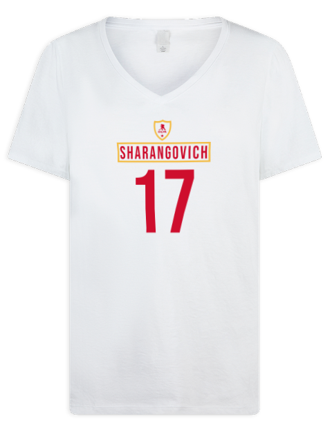 Home Jersey yegor sharangovich Premium Ladies V-Neck T-Shirt | Swagsta