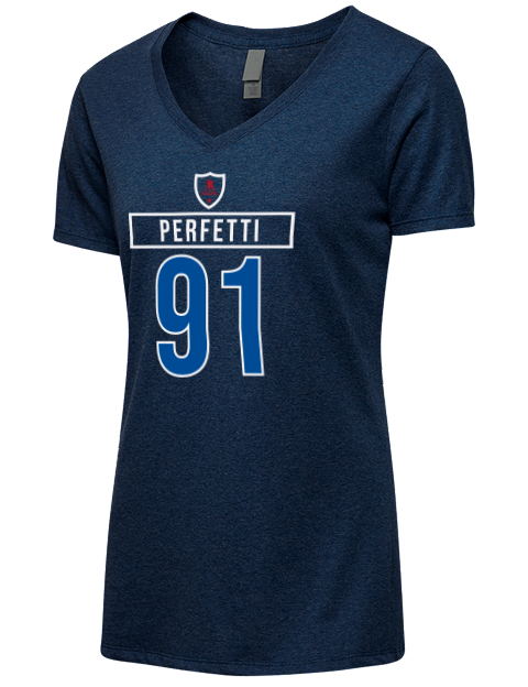 1A Away Jersey cole perfetti Premium Ladies V-Neck T-Shirt | Swagsta