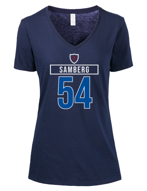 1A Away Jersey dylan samberg Premium Ladies V-Neck T-Shirt | Swagsta