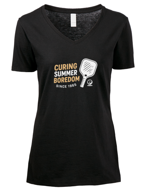 Curing Boredom Since Pickleball Premium Ladies V-Neck T-Shirt | Swagsta