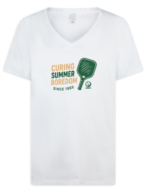 Curing Boredom Pickleball Premium Ladies V-Neck T-Shirt | Swagsta