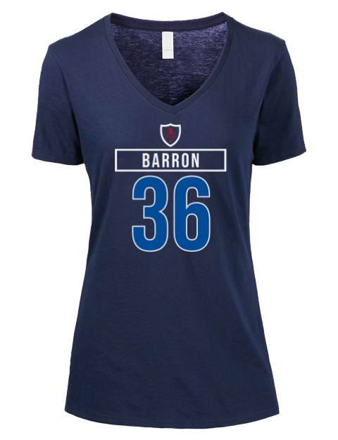 1A Away Jersey morgan barron Premium Ladies V-Neck T-Shirt | Swagsta