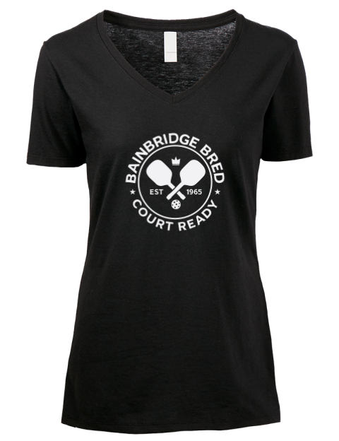 Bainbridge Bred Pickleball Premium Ladies V-Neck T-Shirt | Swagsta