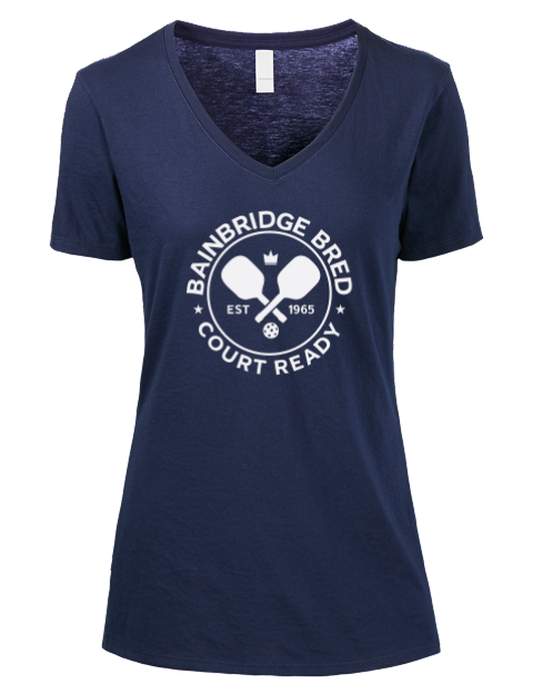Bainbridge Bred Pickleball Premium Ladies V-Neck T-Shirt | Swagsta