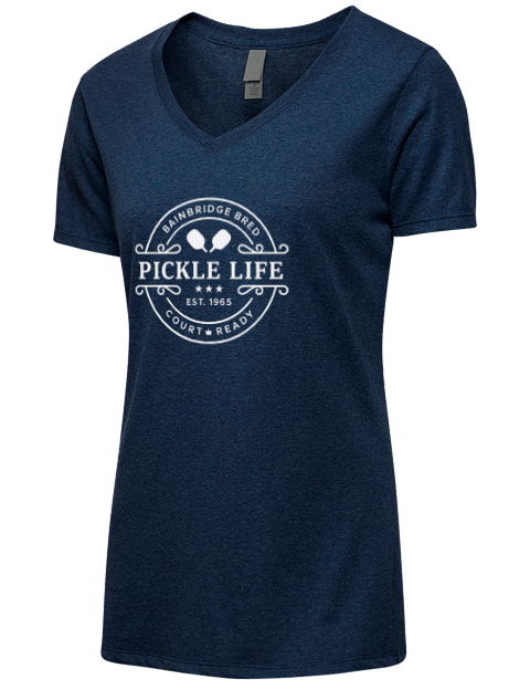 Bainbridge Life Pickleball Premium Ladies V-Neck T-Shirt | Swagsta