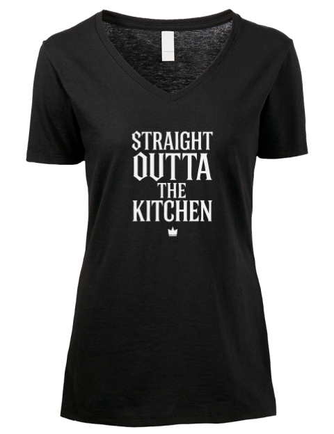 Straight Outta The Kitchen Pickleball Premium Ladies V-Neck T-Shirt | Swagsta